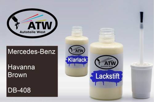 Mercedes-Benz, Havanna Brown, DB-408: 20ml Lackstift + 20ml Klarlack - Set, von ATW Autoteile West.